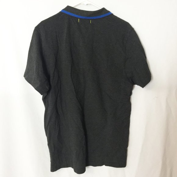 Charcoal Grey Polo Shirt Striped Collar Large NWT - Picture 2 of 4